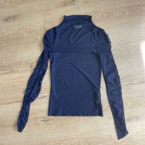 Opening Ceremony Purple Mesh Top with Ruched Sleeves - Sz XS